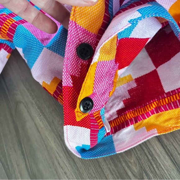 Yevu 100% Cotton Ghanian Made Colorful Wrap Top‎ V-Neck Short Sleeve size 3XL - Picture 10 of 14